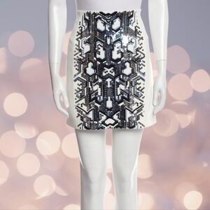 Mugler Paris Rare Size FR 38 (US 6) Rare SS18 Sequin Embroidered Mini Skirt